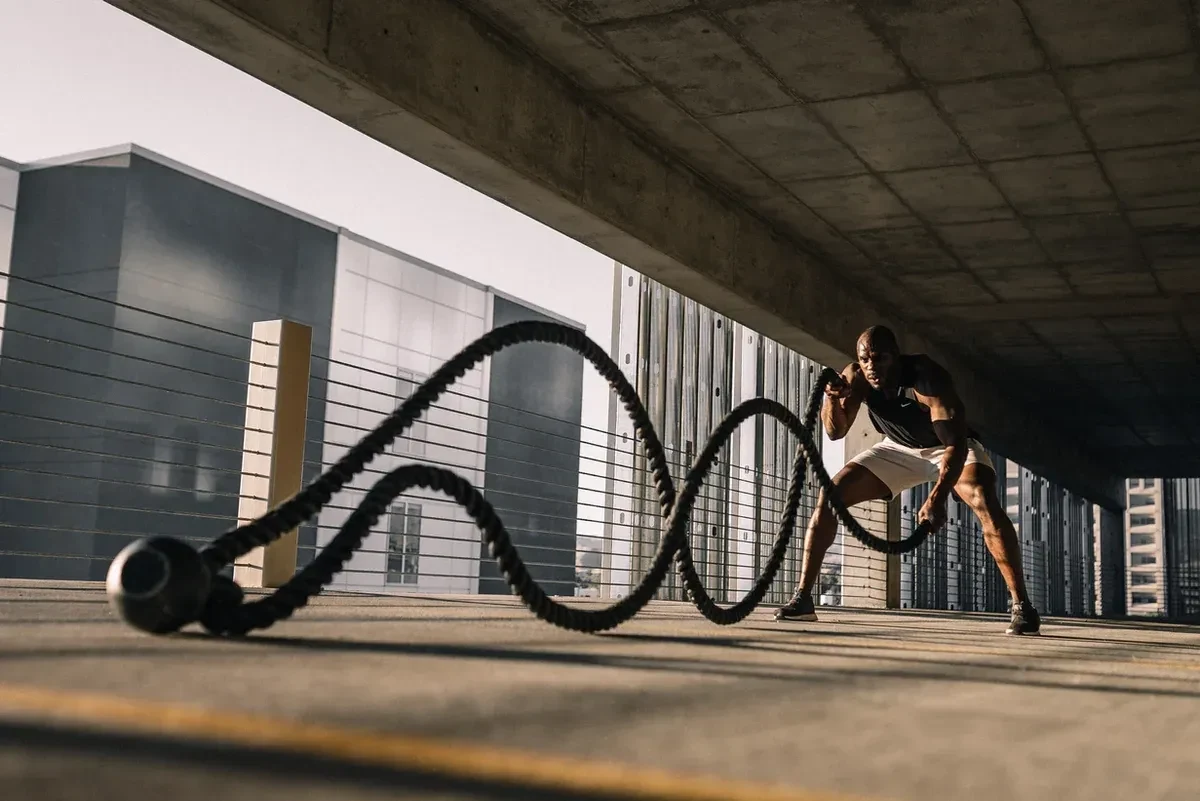 Male athlete exercising outdoors