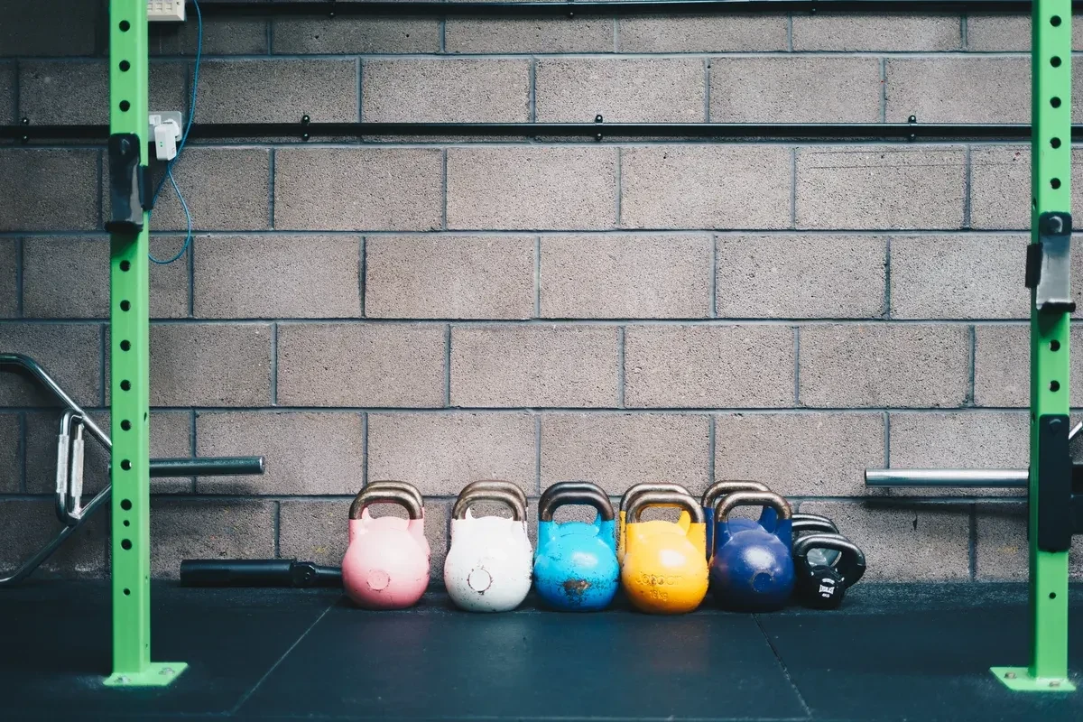 Gym equipment like kettlebells